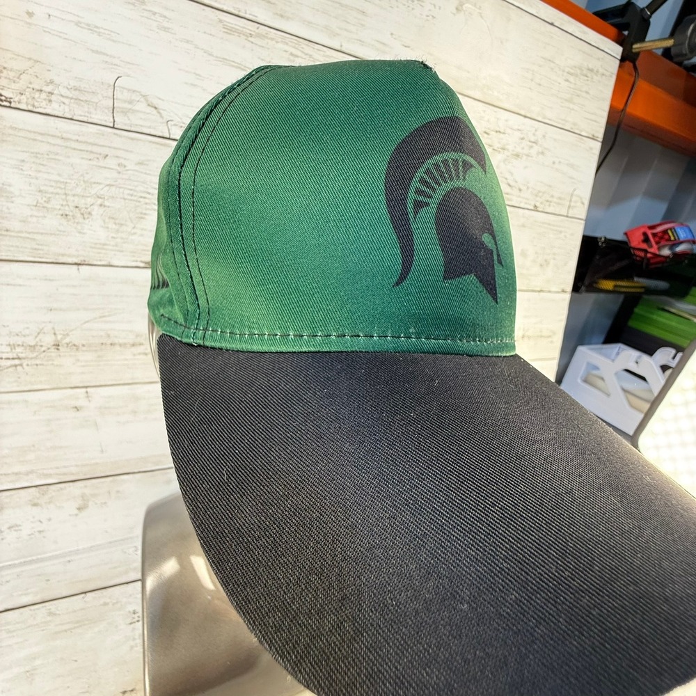 Michigan State Spartans Snapback Hat Green Black Spartan Helmet Alpha Tau Omega